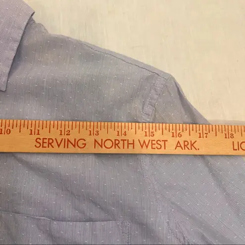 ATM Striped Button Down Boyfriend Shirt Sz XS Blue Nautical Classic City Girl White