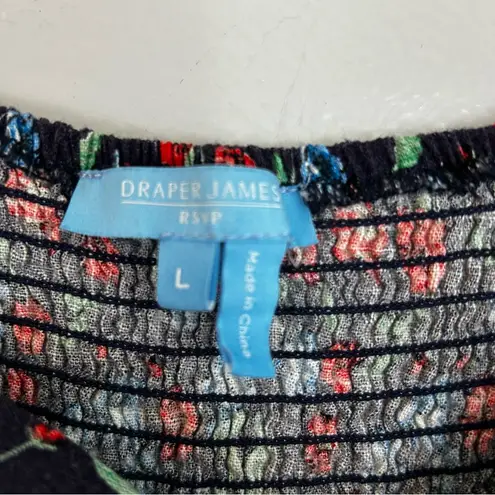 Draper James Navy Blue Ditsy Floral Sleeveless Flutter Midi Dress Size Large