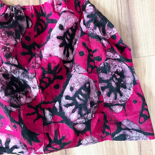 Halter Top Batik Print Sleeveless Tie Neck Casual Summer Top Hippie Boho Granola Pink Size M