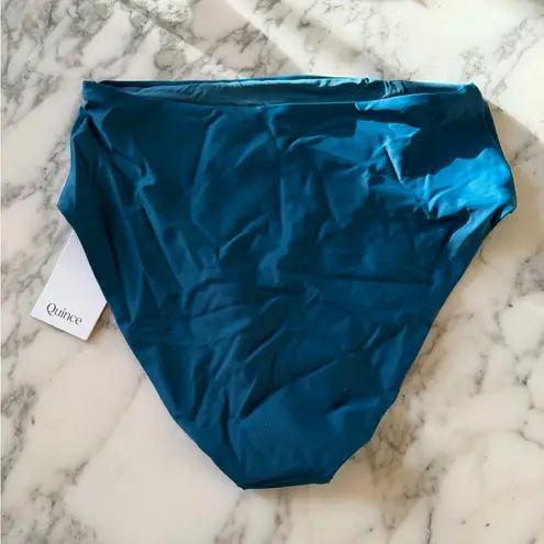 Quince NWT Italian High Rise Teal Blue Bikini Bottom Swimwear Sz M