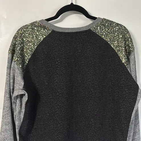 Scotch & Soda Maison Scotch Chapeau Mixed Media Sequin Sweatshirt Grey Size 2