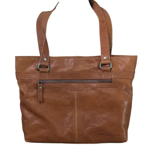 Spikes & Sparrow Cognac Leather Tote Bag w/ Laptop Sleeve Brown
