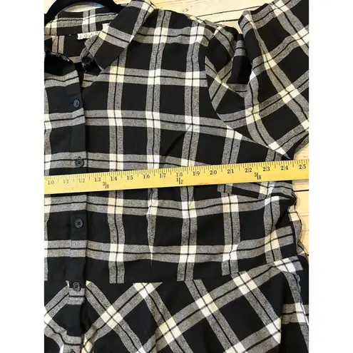 J.O.A. Rivers Black White Plaid Button Up Size 22W Ruffle Flowy - Image 7