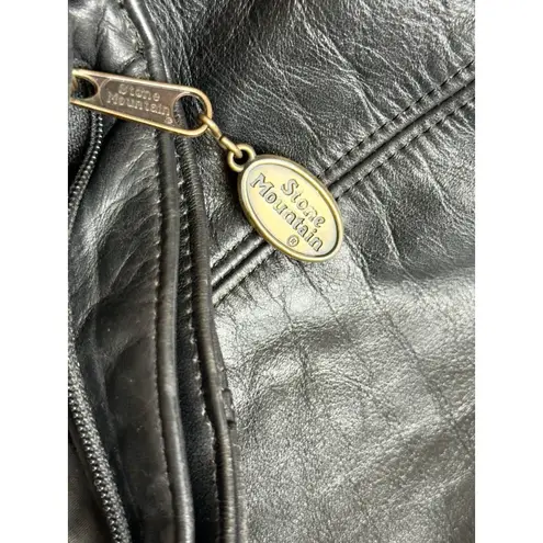 Vintage Stone Mountain Black Leather Shoulder Bag Handbag Made USA