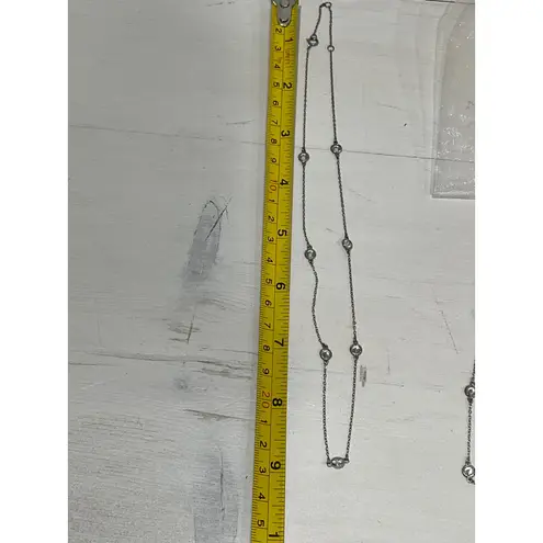 Silver Tone Chain Necklace anklet Set Cubic Zirconia Sparkle with gift bag