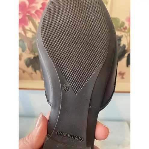 Oliver Cabell Shoes Womens Size 7 Black Leather Pointed Toe Mules Slides Italy