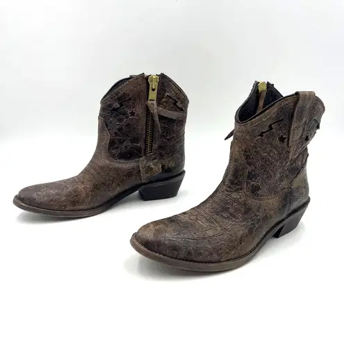 Steven By Steve Madden Vestted Brown Leather Western Boots Cowgirl Booties - Image 1
