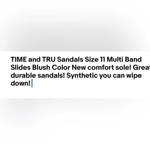 Time & Tru  Sandals Size 11 Multi Band Slides Blush Color New