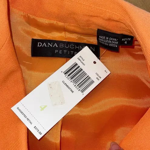 Dana Buchman Petite Linen Blend Blazer Jacket Size 4P Tangerine Orange NWT