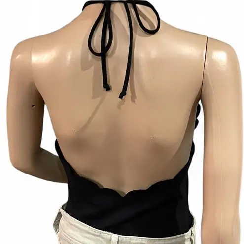 NWOT! MARYSIA Mott Maillot Black Swimsuit Bodysuit Scalloped Edge Backless Size Large