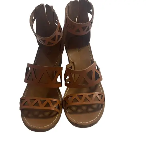 Soludos Women's Size 5.5 Leather Cut Out Ankle Strap Sandals