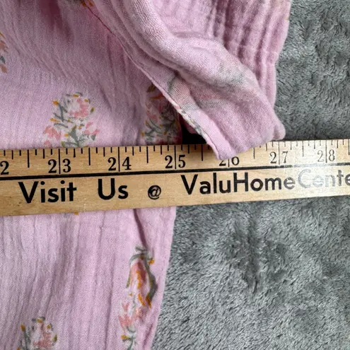 Wonderly Shirt Womens Floral Print Gauze Top V-Neck Short Sleeve Lightweight 1X