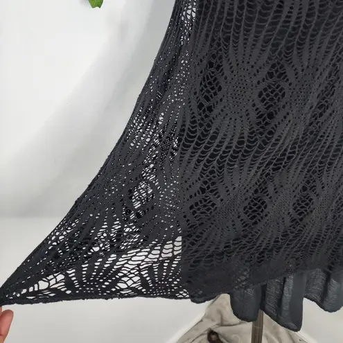 Black Lace Overlay Stretchy Dress Made in Italy Size M