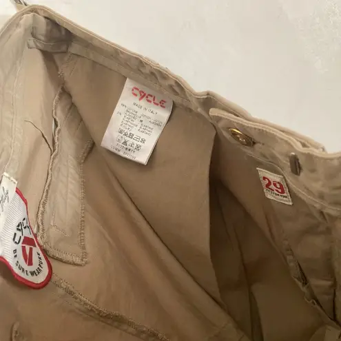 Cycle of Italy women's size 29 comfort cotton sand pleated cropped trouser pants Tan