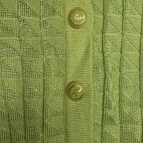 St. John Collection Green Knit Button Top Size L Short Sleeve Dog Show - Image 4