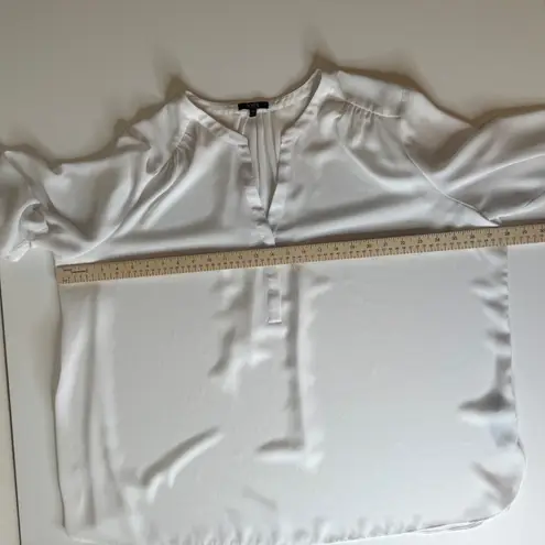 NYDJ Womens White Blouse Size 2X V-Neck 3/4 Sleeve Sheer Neutral Office Casual