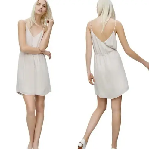 Babaton Aritzia Casimir Mini Dress Sleeveless V-Neck Light Beige Off White S