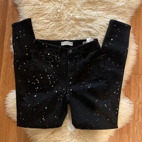 Sanctuary Social Standard by  Black Jeans w/ Silver Splatter Paint Dots EUC Sz 4