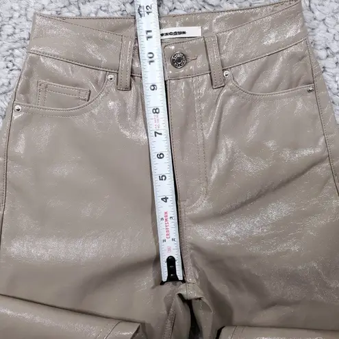 PacSun  Tan Lacquered 90's Boyfriend Pants Faux Leather Beige Size 22 High Rise