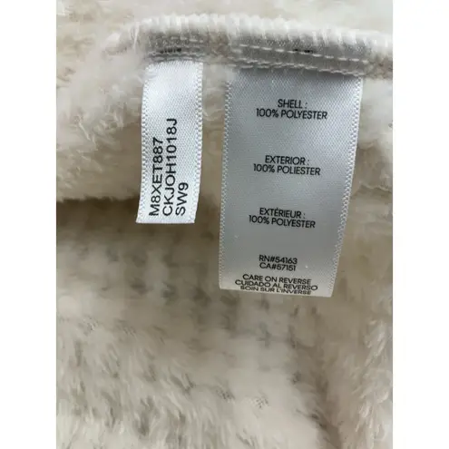 Calvin Klein Womans  XL Sweatshirt Ivory Full Zip Long Sleeve Fuzzy