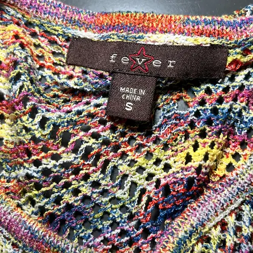 Fever Crochet Knit Zigzag Chevron Poncho Sweater Top Women's Size S Yellow