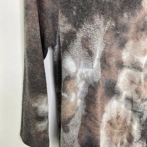 Sweet Claire Gray Brown Tie Dye Print Long Sleeve Midi Dress Womens Size Medium
