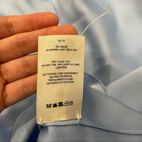 The Row Iona Long Sleeve Silk Top Light Blue XS