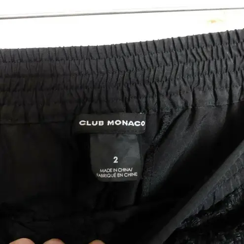 Club Monaco Sheer Lace Terry Embroidered Pants Black Silk Sexy Cute Boho