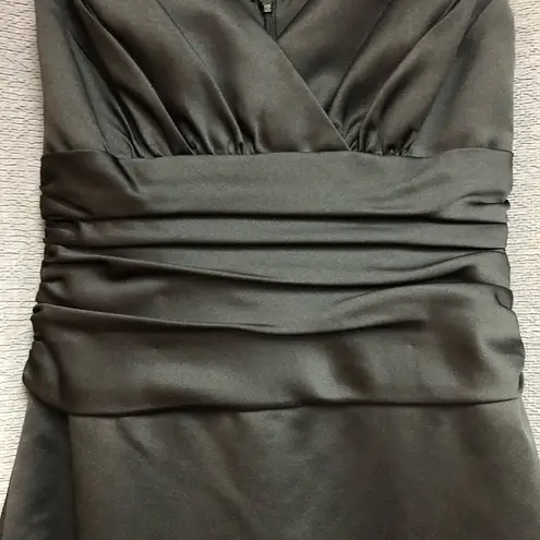 David's Bridal David’s bridal size 2 black satin long pencil skirt gown has V-neck