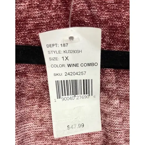 Absolutely Famous New Cardigan Sweater Womens Plus 1X Burgundy Waterfall Knit
