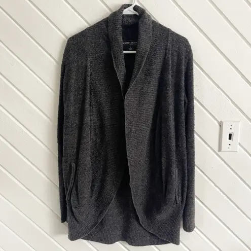 Barefoot Dreams CozyChic Lite Circle Cardigan in Black / Dark Grey Size Medium