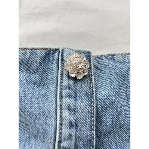 Ganni Rhinestone-Embellished Denim Bustier Blue Size 36 / US 4 Small