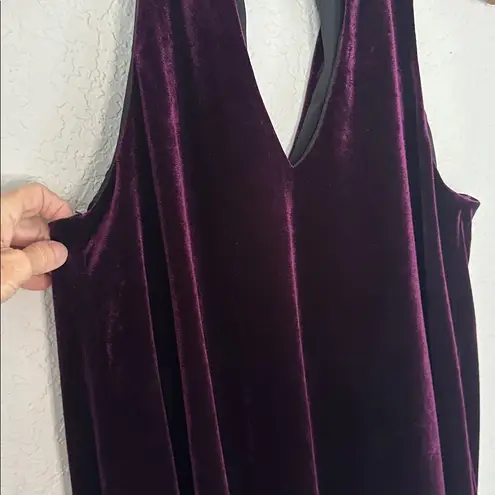 Lulu's Velvet Mini Dress Plum Purple Swing Cocktail Party 70s Halter Holiday Size M