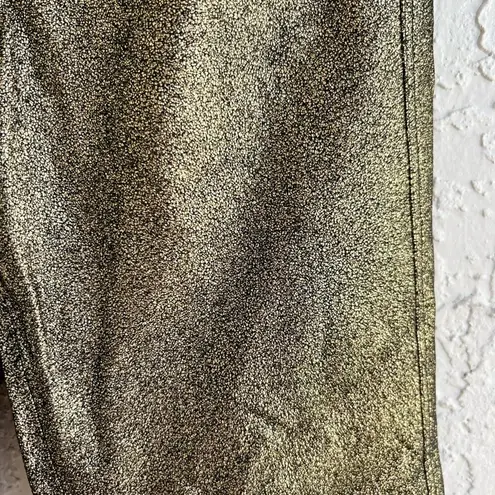 Lafayette 148 New York leather Mercer pants metallic finish 0 gold black