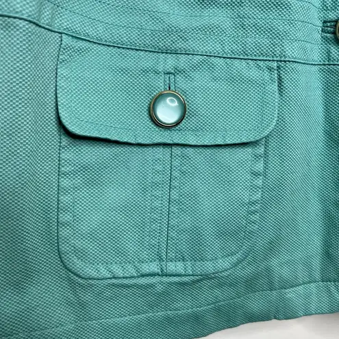 East 5th Woman Button Front Blazer Jacket Size 2X Blue Green Color? 3/4 sleeves