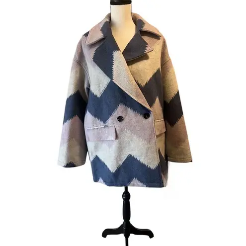 Avec Les Filles ✨ Womens Oversized Chevron Wool-Blend Sz XL Peacoat✨