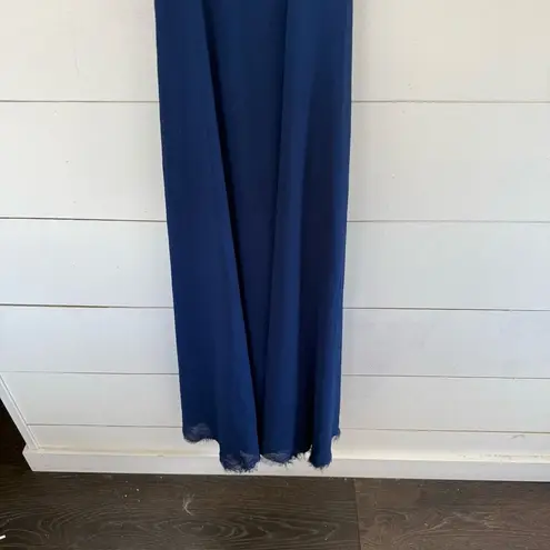 Lulus Lulu’s Women’s Large Navy Blue Halter Maxi Dress Raw Hem