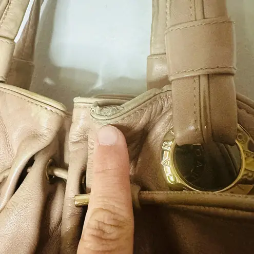 BVLGARI BULGARI Beige Leather Ruched Leather Gold Tone Hardware Hobo Bag