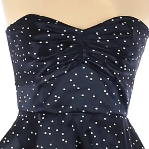 Bardot Polka Dot Printed Midnight Blue Peplum Dress Cocktail Dress