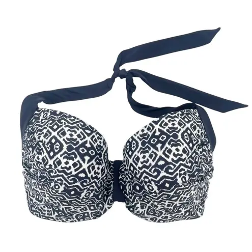 Panache NWT Swim Sia Bikini Set 32G Top & Small Bottom Navy White Ikat Print NEW