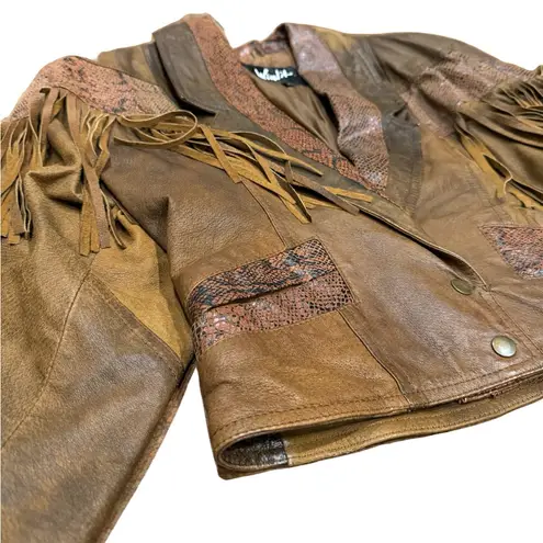 ๐ค Vintage Winlit Brown Genuine Leather Western Fringe Jacket | Size M ๐ค Size M