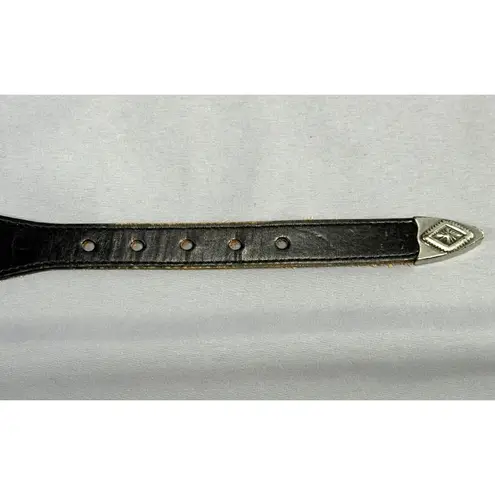 Vintage Womens Justin Leather Western Concho Belt Black Size 28 Boho Festival