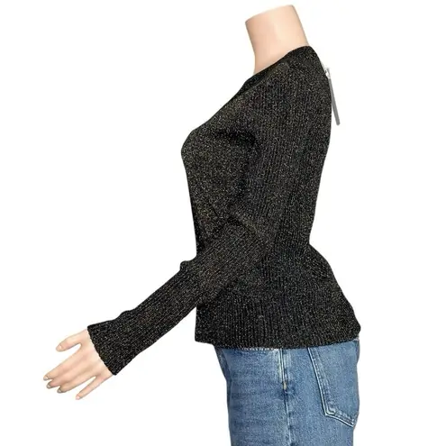 Michelle Mason Asymmetrical Cut-Out Wool-Blend Sweater, Metallic Black, Medium
