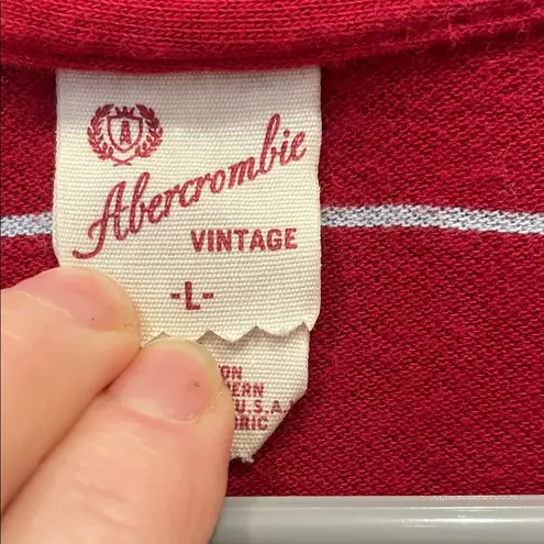 Abercrombie & Fitch Red Striped Long Sleeve Polo Shirt vintage Abercrombie
