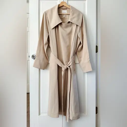 Avec Les Filles Tan Trench Coat Lightweight Drape Belted Jacket Size 2X