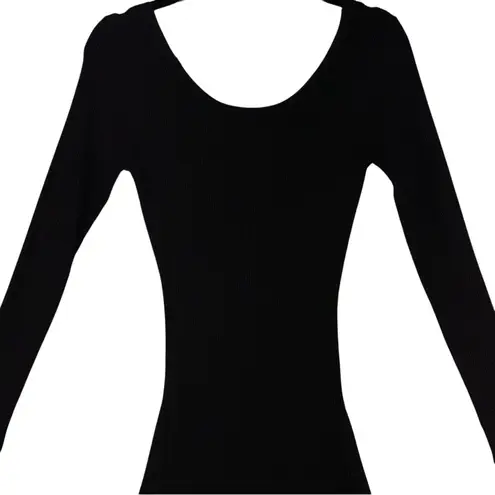 Whyte Valentyne Black Ribbed Knit Low Scoop Back Dress Women’s Size 10 Emo Goth