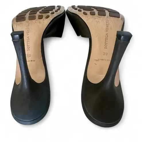 Bottega Veneta Olive Green Leather Stretch Mule Heels Size 39 EU US 9 w Dust Bag