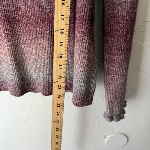 IN San Francisco Sweater Y2k Large Knit Ruffle Mock Neck Pullover Ombre Fall Purple
