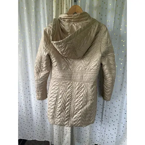 via spiga Zig Zag Quilted Detachable Hood Mid Length Jacket Side Pockets S