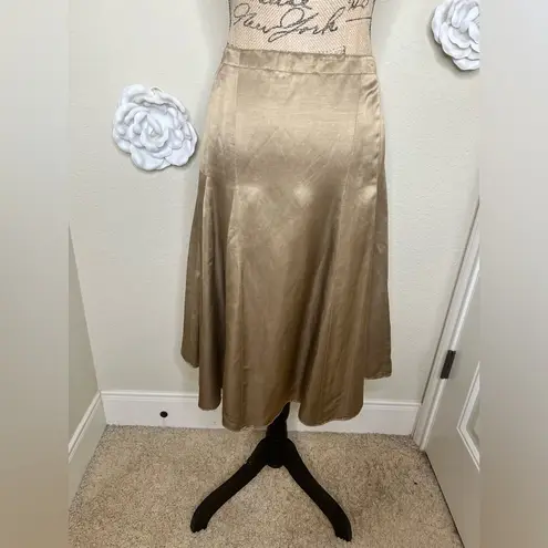 Banana Republic Linen Metallic Gold/Tan A-Line Fit & Flare Skirt Sz 10
